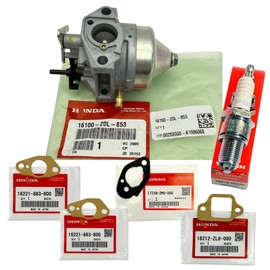 Genuine Carburetor Assy 16100-Z0L-853, Genuine Spark Plug 98079-56846 & Genuine Gasket Set for Honda GCV160