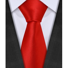TIE G 5pcs Tie Set in Premium Gift Box : Solid Color Necktie, Satin Bow Tie, Pocket Square, Tie Bar, Cuff Links (D-BB Red)