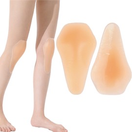 POMAMZ Silicone Knee Pads,Adhesive Knee Brace KneePad for Skiing Skating,Snowboarding,Ateboarding,Roller Skating,Rollerblading,Dancing,Unisex,Skin,L