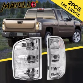 mayello Pair Clear Tail Lights Lamps For Chevy Silverado 1500 2500HD 3500HD 2007 08-2014