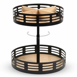 Turntable Organiser, 2 Levels, Spice Rack, Rotatable, Kitchen Shelf, Standing, No Drilling, Corner Shelf for Kitchen, Worktop, Cabinet, Coffee Table, Bathroom
