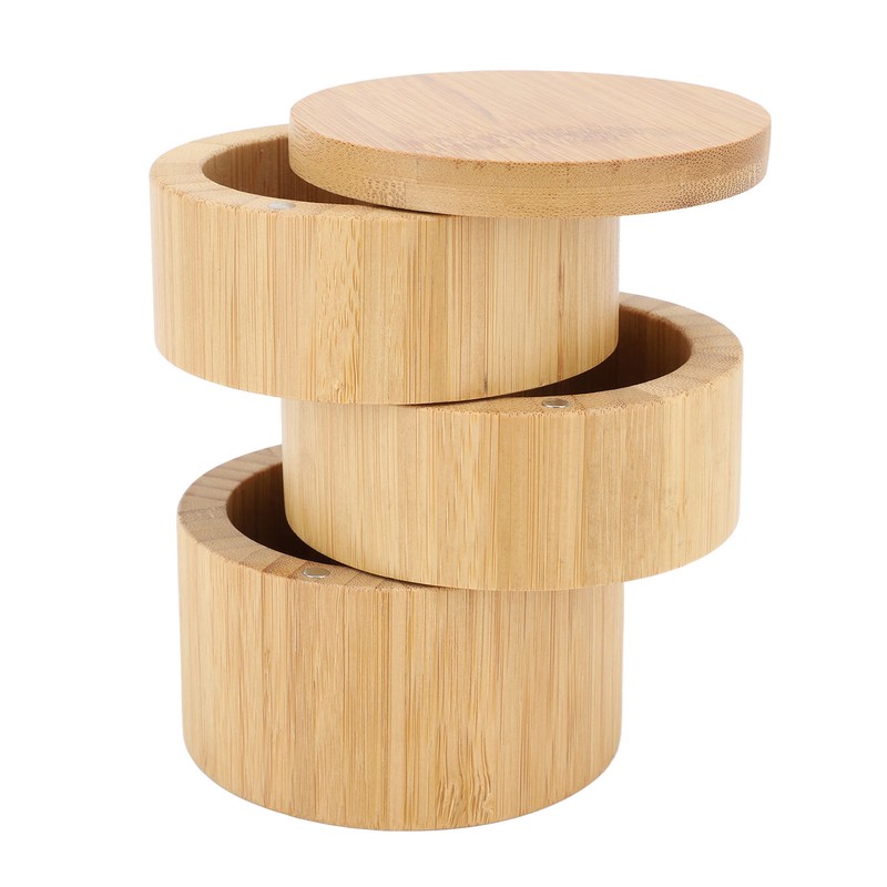 Home 3 Tier Bamboo Wood Container 3 Tier Seasoning Container