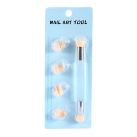 Pincel de sombreado de uñas, 2 colores de doble extremo Gel UV Pintura de uñas Pincel de sombreado de degradado con 4 cabezas de esponja adicionales(Claro)