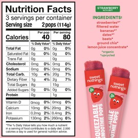 Paletas de frutas orgánicas Sweet Nothings sin azúcar – 6 tubos