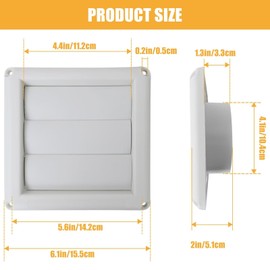 Gxcdizx [2025 Upgraded] 4" Dryer Vent Cover for Exterior Wall Vent Hood Outlet with Screen Includes 4 Screws (White)