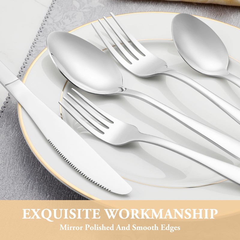 30 Piece Silverware Set Service for 6,Premium Stainless Steel Flatware