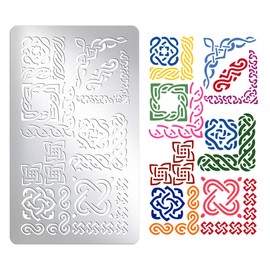 UNICRAFTALE Metal Stencil Runes Stencils Painting Stencils Rune Corners Template Border Pattern Retro Cutting Stencils for DIY Scrapbooking Wall Drawing Card Making Pattern Decorative