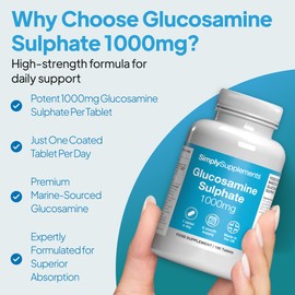 Glucosamine Sulphate 2KCL 1000mg | One-A-Day Potent Formula | Supports Active Living | 360 Fast Release Tablets = 12 Months’ Supply | Marine Sourced | Made in The UK in Accordance with GMP Standards
