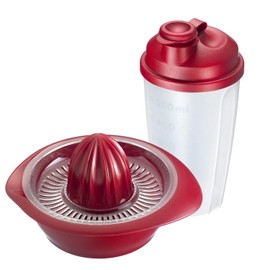 Westmark 3091226E Fitness Set 2-Piece Citrus and Orange Squeezer and Dressing Shaker Capacity 0.5 L Plastic Mixery Limetta Red / Transparent