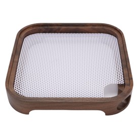 for Mac Mini M4 Stand, Wooden Mount for Mini M4, Improved Cooling, Easy Power Key Access, Desktop Stand Accessories (Walnut)