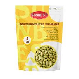 Sunbest Natural Dry Roasted Edamame Snack, Lightly Salted 80 Oz (4 lbs) 1 Pack - Protein-Packed, Delicious & Gluten-Free - Kosher Certified, Non-GMO - Perfect Healthy Snack & Recipe Enhancer