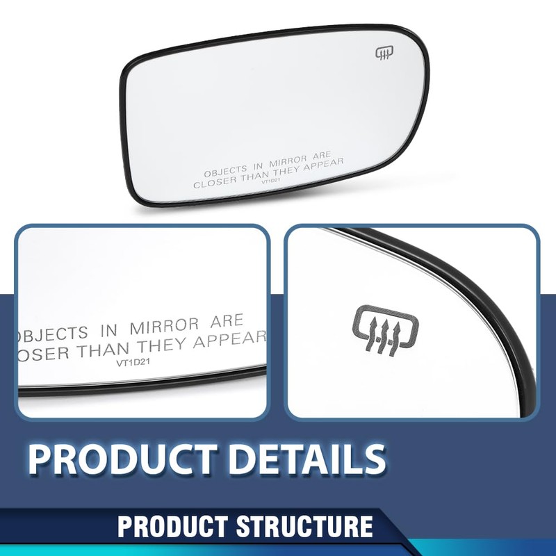 PIT66 Mirror Glass Passenger Side Compatible with Chrysler 200 300