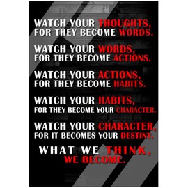Watch Your Thoughts Poster Motivational Quote Poster Classroom Posters Quotes Decorations Growth Mindset Decor Learning Classroom Teachers Decoration Educational Teaching Supplies Class Library P122