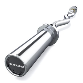 TECHNOAGE EZ Curl Bar Olympic, 47" Curl Bar(500LBS Capacity) for 2-inch Weight Plates, 20LB Solid Chrome Barbell with Copper Sleeve and Bearing Connection