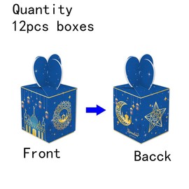 CPTBAG 12 Pack Small Ramadan Kareem Party Favors Boxes Ramadan Mubarak Candy Goodie Boxes Ramadan Kareem Boxes Gift Treat Boxes for Eid Mubarak Party, Baby Shower,Birthday Party Decorations