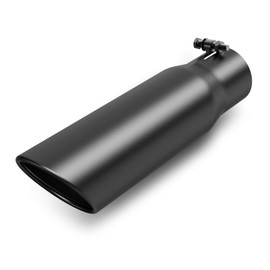 LCGP 2.75" Black Exhaust Tip,2.75" Inlet 3.5" Outlet 12" Stainless Steel Powder Coated Diesel Tailpipe Rolled Angle Cut,Bolt On