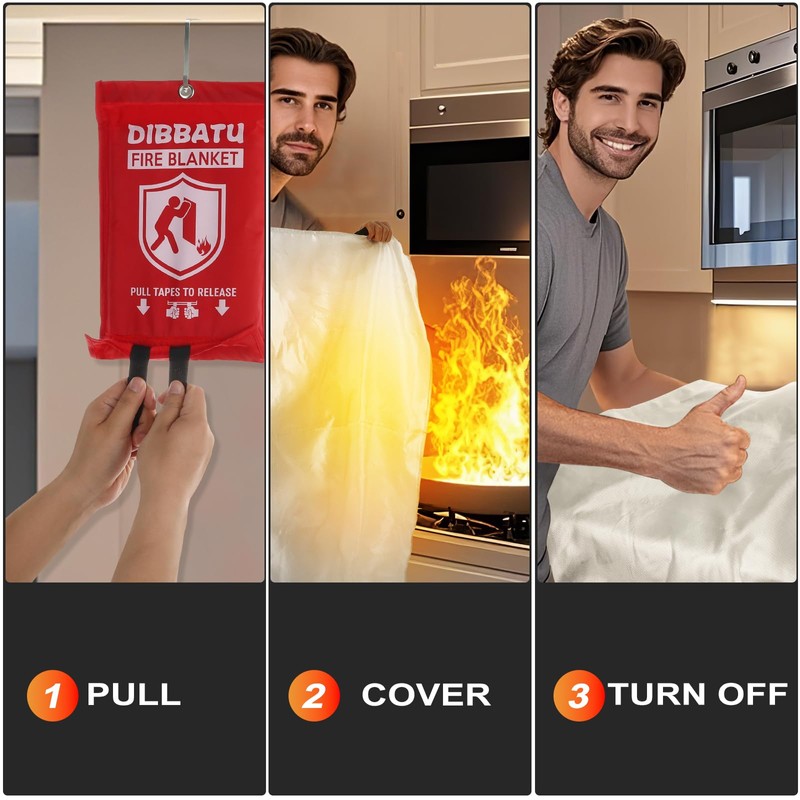 DIBBATU Fire Blanket for Home and Kitchen, Fire Blankets Emergency