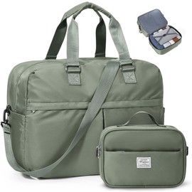 Expandable Personal Item Travel Duffle Bag Weekender Bag for Women Men, Overnight Hospital Carry On Bag with Toiletry Bag for Airplanes Travel Business Trips Sport,Olive Green