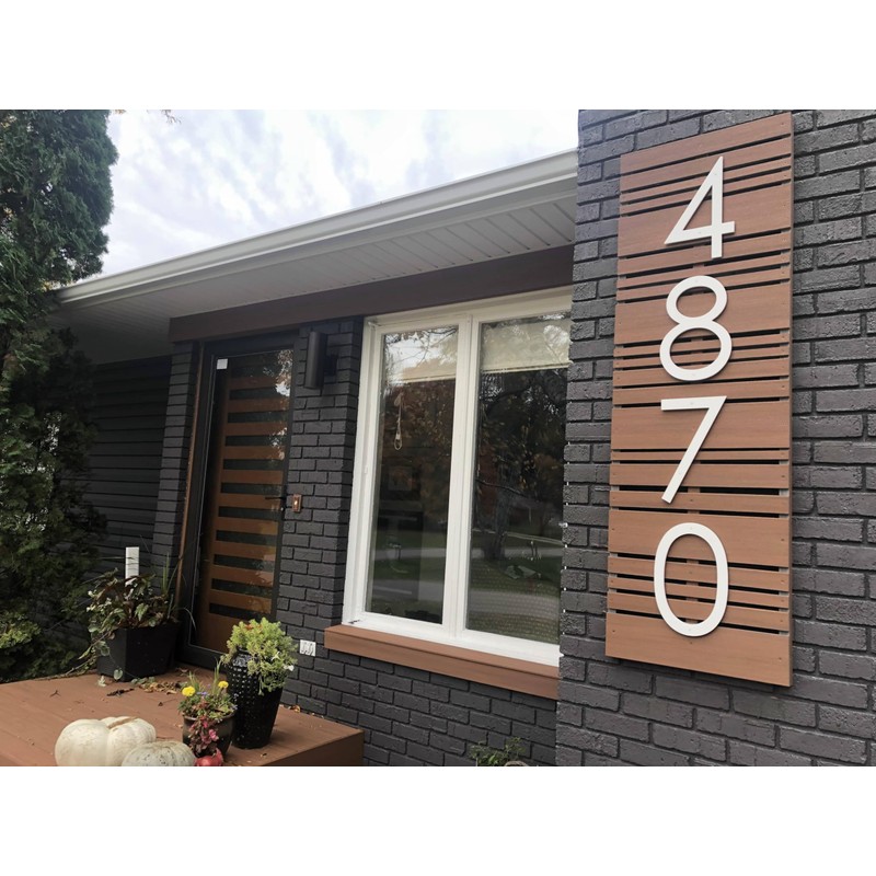 12 inch Large Modern House Numbers, white plastic with hardware