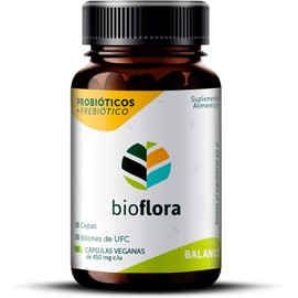 Bioflora Balance™ | Probioticos + Prebioticos Simbióticos | Cápsulas Veganas Ácido Resistentes | 60 Cápsulas | Apoyo Digestivo | Vitamina C