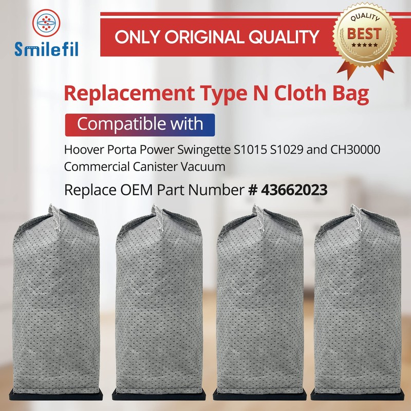 Smilefil 4PCS CH3000 Replacement Cloth Bags Compatible with Hoover PortaPower