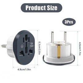 Jonuin 3 Stück Steckdosen Adapter Universal, UK to EU Adapter, Adapter Steckdose, Adapter China Deutschland Stecker, Universal Adapter, Universal Reiseadapter Welt zu Europa