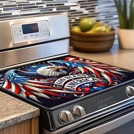 HOMETITUTE Stove Top Cover 28x20 Inch Diatomite Kitchen Mat God Bless America Eagle Design Counter Protector Heat Resistant Drying Pad for Electric Glass Cooktop Patriotic Kitchen Decor