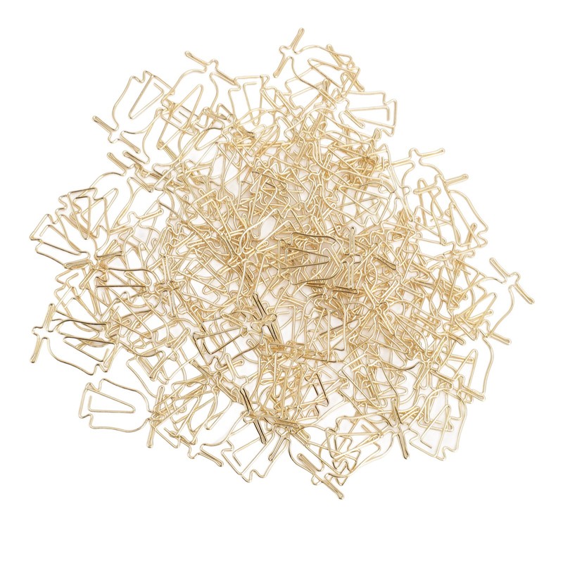 100Pcs Gold Paper Clips Cute Shape Stainless Steel Multifunction Metal
