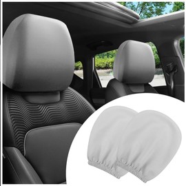 2PCS Car Headrest Cover,Stretchy Fabric Car Seat Headrest Cover for Protect & Avoid Scratches,Removable Head Rest Covers for Car Seat Suitable for Most Car Headrest Accessories (Dark Gray)