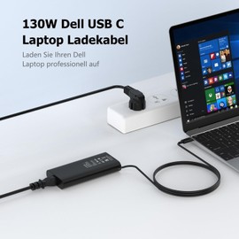 130W USB C Laptop Netzteil Ladekabel für Dell XPS 15 9500 9510 9520 9530 9575 XPS 17 9700 9710 9720 9730 Precision 5560 5570 5530 5550 5750 5760 3560 0K00F5 K00F5 20V 6,5A Type C Adapter Ladegerät