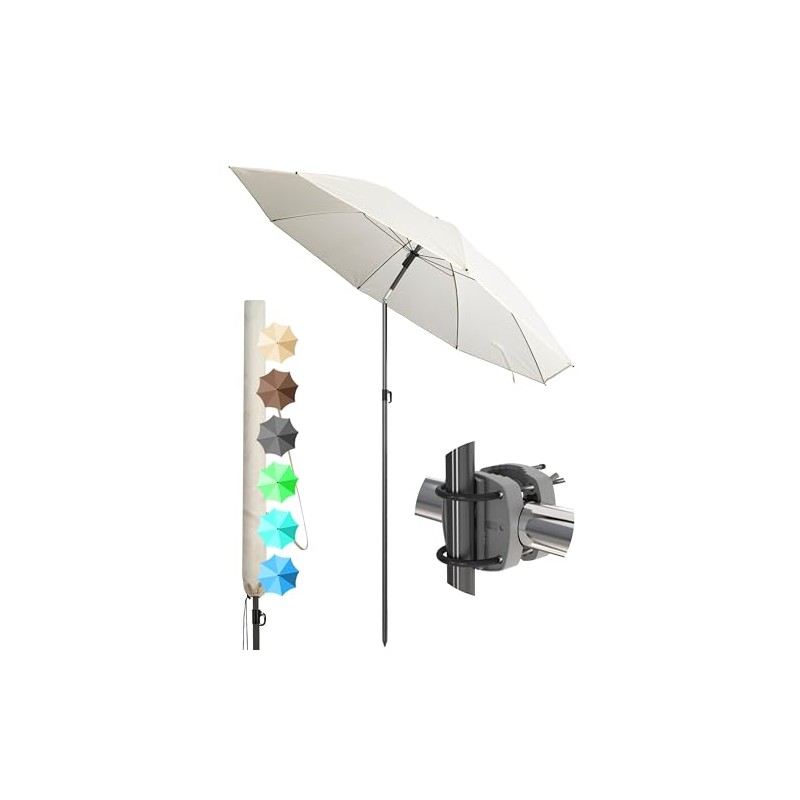 4smile SunnyJoy 3-in-1 Balcony Parasol Set, Beige, UPF 50+ Parasol