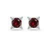 Sterling Silver Synthetic Ruby & White Topaz Studded Solitaire Stud