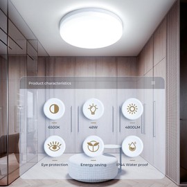 Ceiling Light LED Ceiling Light Flat Ceiling Lamp Living Room 6500 K 4800 LM, IP44 Waterproof Bathroom Lamp Ceiling Light Bedroom for Bathroom Hallway Balcony Living Room Kitchen Cellar Lamp 300 x 40