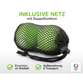 Fascia Balls in Net Set of 2 Natural Rubber – 2 x Fascia Balls Soft Each 6.3 cm Diameter – Suitable for Fascia Training, Yoga & Massage