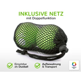Fascia Balls in Net Set of 2 Natural Rubber – 2 x Fascia Balls Soft Each 6.3 cm Diameter – Suitable for Fascia Training, Yoga & Massage