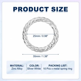 MECCANIXITY Twist Shaped Spring Snap Keychain Clip, 35mm Metal Trigger Keychain Hook Clip Key Hook Buckle for Purses Wallet Belts Hardware Bags, Silver White Pack of 10