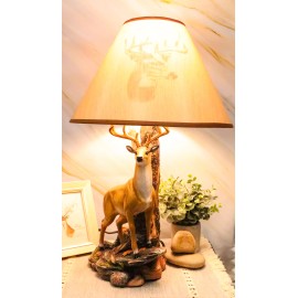 Ebros 12 Point Whitetail Deer Buck Desktop Table Lamp With Shade Wild Life