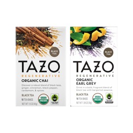 TAZO Tea Bags, Regenerative: Chai Organic Black Tea, & Organic Earl Grey 16CT (1ea) (Variety Pack)