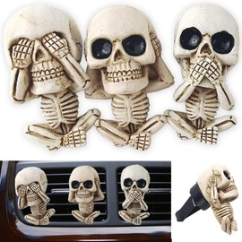 Slzhds 3 Pcs Cráneo Difusor de Aromas para Carro, Clip de Aromaterapia para Coche, Difusor de Aromas para Carro Clip, Difusor de Aromas para Carro, Ambientador de Coche, Clips de Ventilación