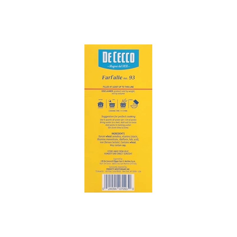 De Cecco Farfalle Pasta, 16 Oz Grocery