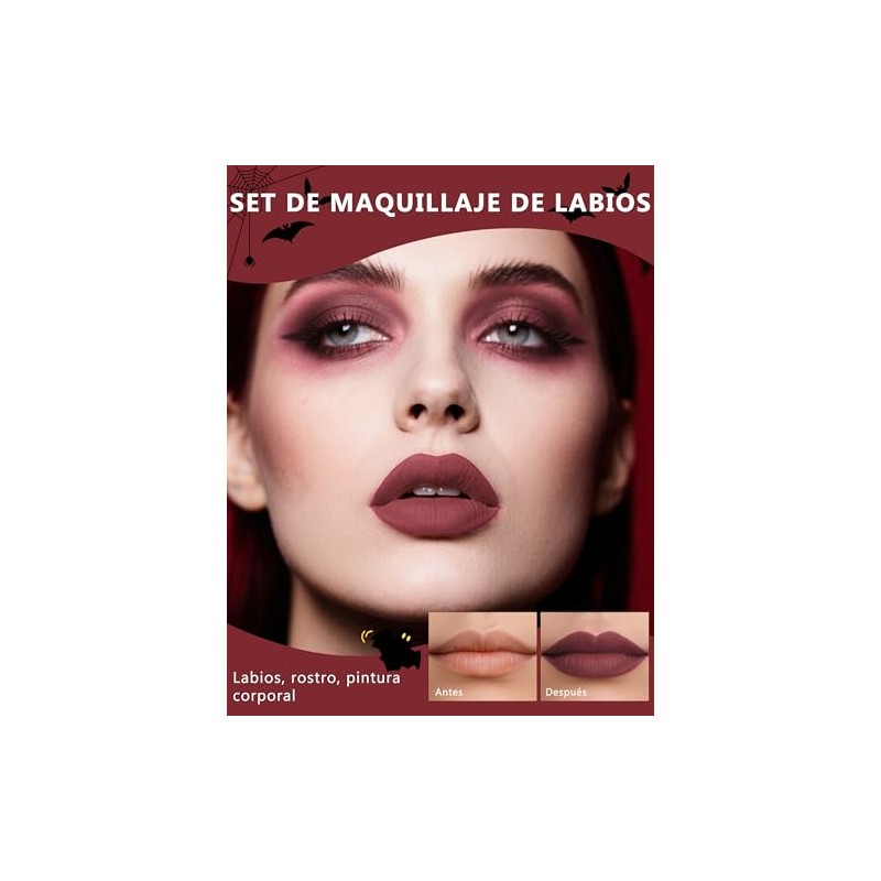Erinde Set de Labiales, Mate Impermeable de Larga Duración, Altamente