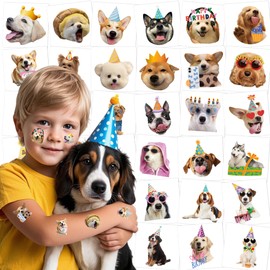 JoyfulGlam Dog Tattoos for Kids - Fun Dog Temporary Tattoos Stickers, Puppy Animal Themed Birthday Party Decorations,Baby Shower Supplies & School Games Gifts Rewards for Kids Boys Girls Children