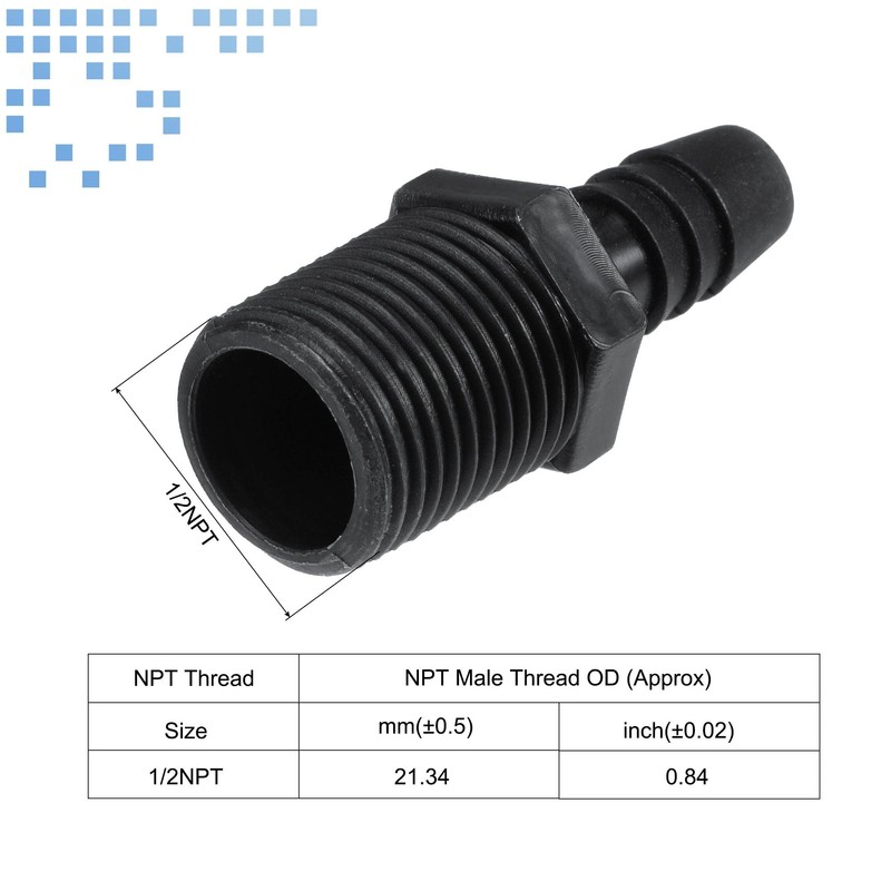 sourcing map Plastic Pipe Fitting 3/8 Inch Barb External Diameter