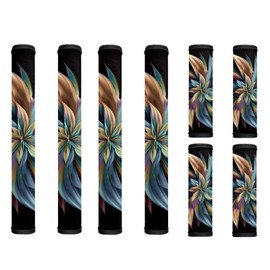 Maiyoinou Refrigerator Door Handle Covers Set of 8 Washable Anti-Skid Protector for Fridge Dishwasher Oven Keep Off Fingerprints Liquid Oil Stain Food Spot for Home Decor, Flower Brown Blue