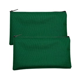 Cardinal bag supplies Multipack of 2 Compact Zipper Cloth Pouches, Zipper Bag, Travel Toiletry, Cosmetics, Stationary Case, 11 x 6 inches (Forest Green)