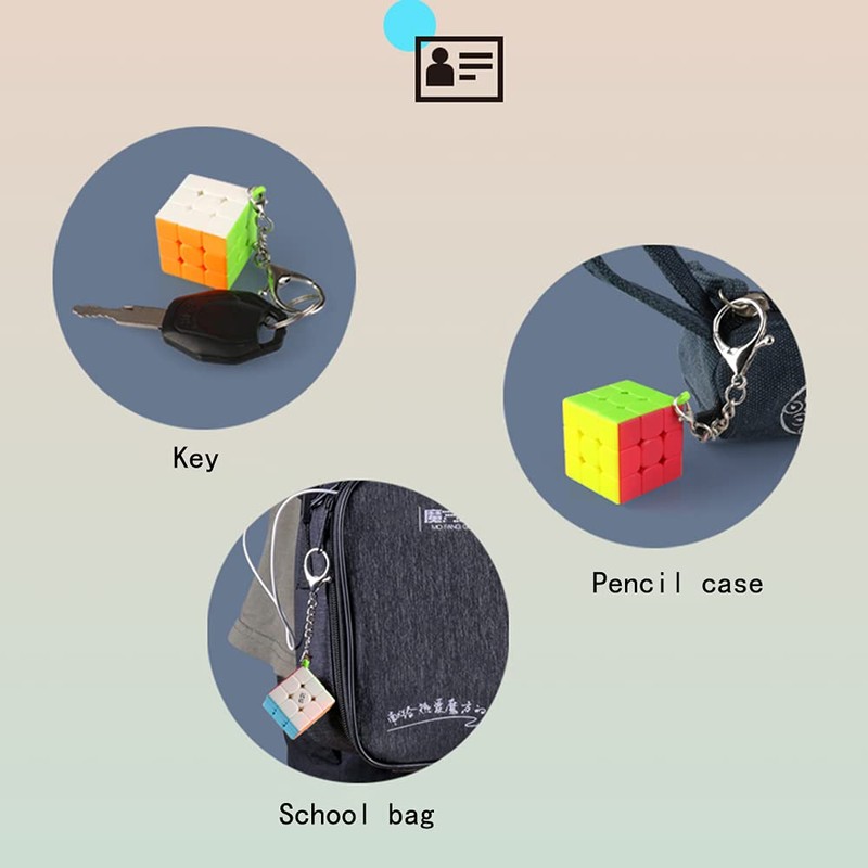 Yealvin Mini Keychain Cube, Mini 3x3 Keyring Cube 3x3 Magic