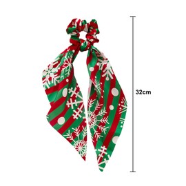 Miaija 6Pieces Christmas Hair Scarf Scrunchies Multicolored Elastic Hair Ties Ponytail Holder Fashion Bow Hair Ropes Scrunchy for Hair Accessories