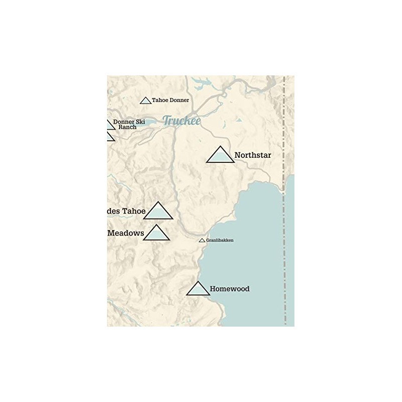 Lake Tahoe Ski Resorts Map 18x24 Poster (Beige & Blue)