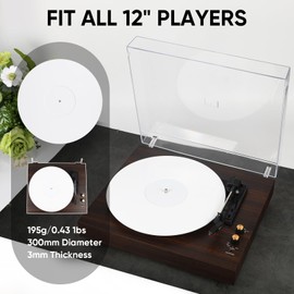 Acrylic Turntable Mat Record Slipmat: 12 Inch Platter Vinyl Slip Mats Record Player Accessories for Anti Static, Enhanced Sound Quality, Reduce Noise (White)