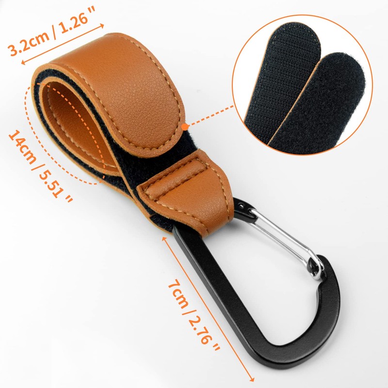 HONZUEN 2PCS Baby Buggy Clips for Pram, Leather Style Pram